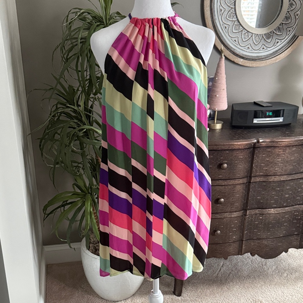 Trina Turk Pink and Purple Halter Dress